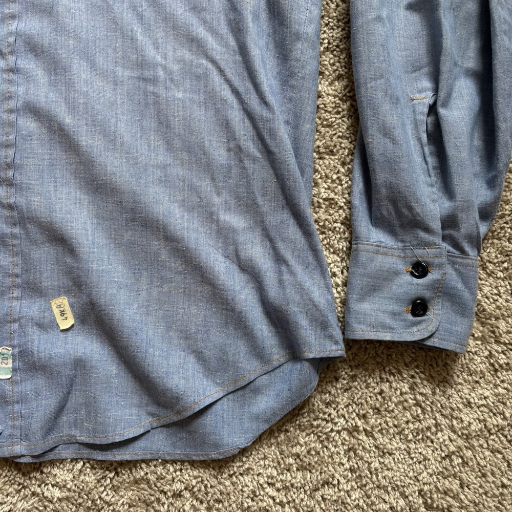 Vintage 70s Levis Orange Tab Chambray Shirt Mens Size Large USA Made Denim - Picture 2 of 10